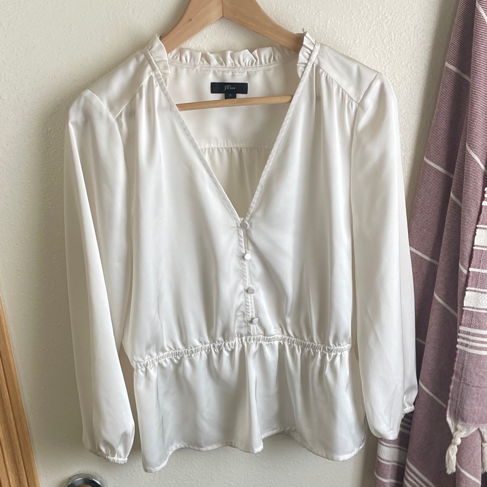 J. Crew Ivory Button Blouse